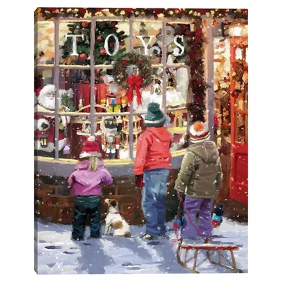 Toy Shop Display Window Christmas Canvas Art Print