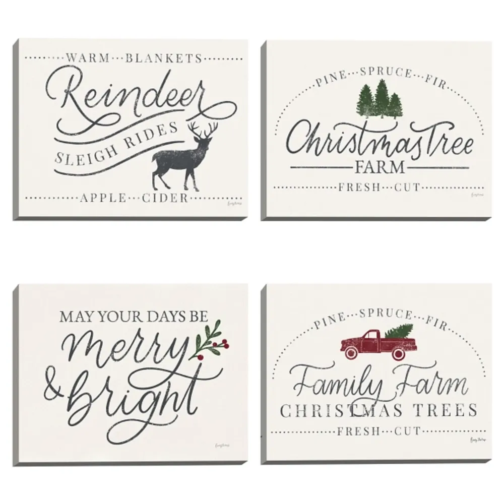 Holiday Cheer Canvas Art Prints, Set of 4