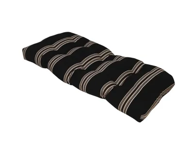 Black and Tan Striped Outdoor Bench Cushion