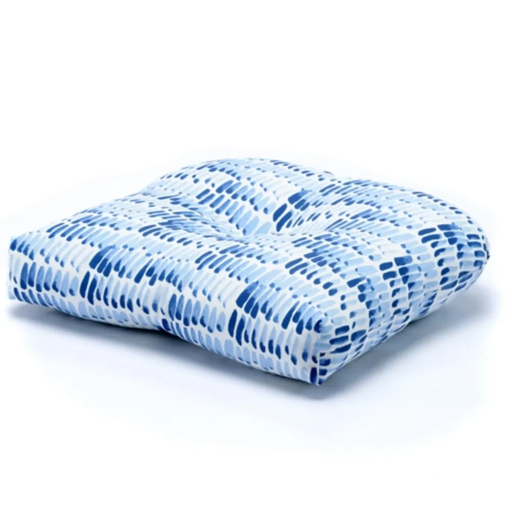 Light Blue Patterned Outdoor Chair Cushion