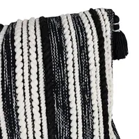 Black and White Hand Woven Lumbar Pillow