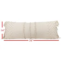 White Hand Woven Pulled Knot Lumbar Pillow