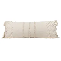 White Hand Woven Pulled Knot Lumbar Pillow