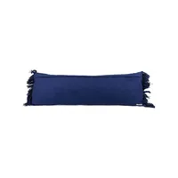 Blue Hand Woven Lumbar Pillow with Fringe