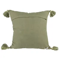 Olive Plaid Tassel Throw Pillow