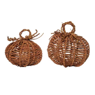 Brown Twine Pumpkins, Set of 2