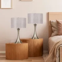 Gold and Gray Tapered Table Lamps, Set of 2