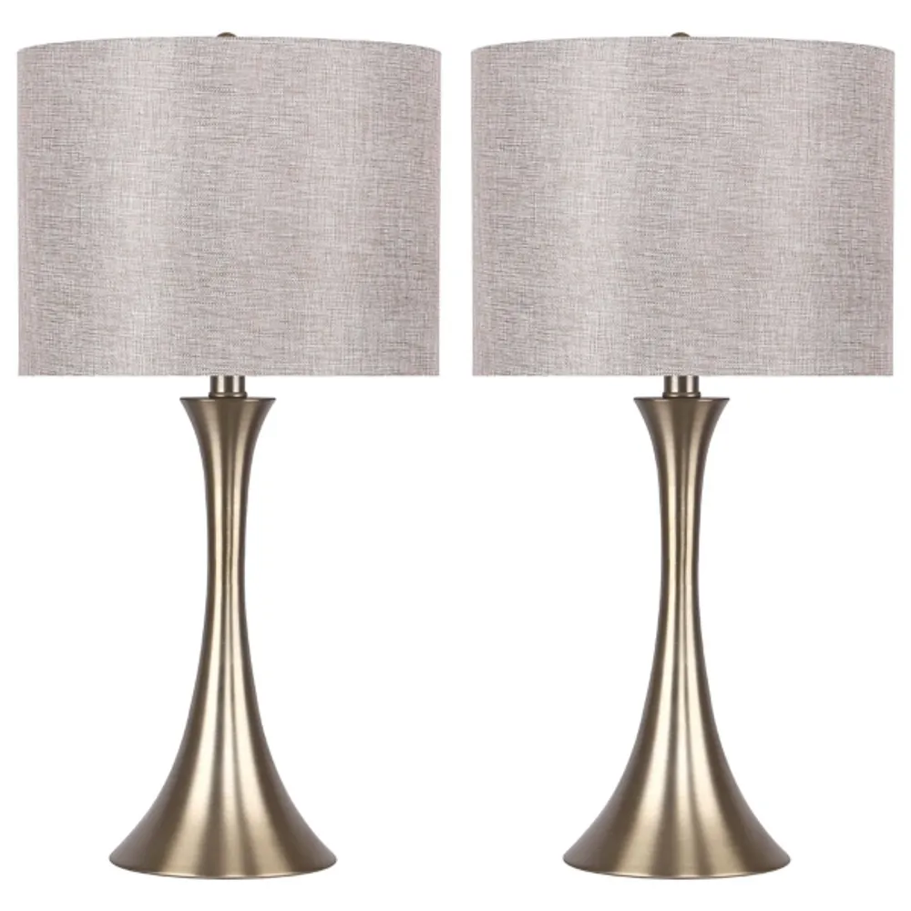 Gold and Gray Tapered Table Lamps, Set of 2