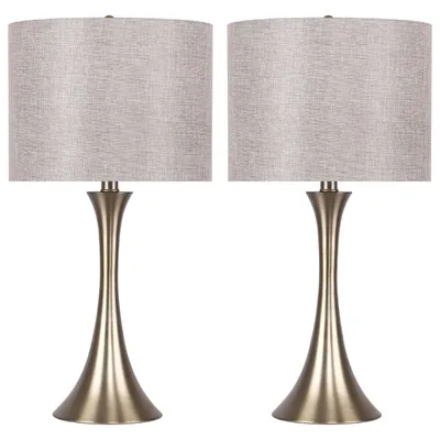 Gold and Gray Tapered Table Lamps, Set of 2