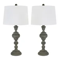 Gray Spindle Body Table Lamps, Set of 2