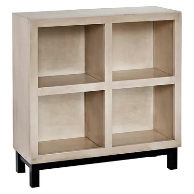 White Wood 4-Cubby Bookshelf
