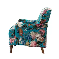 Teal Floral Classic Accent Chair