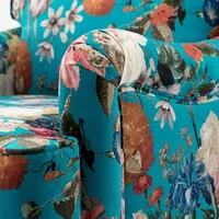 Teal Floral Classic Accent Chair