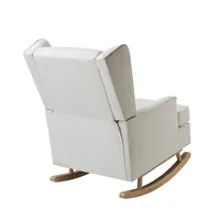 Cream Upholstered Wingback Rocking Chair