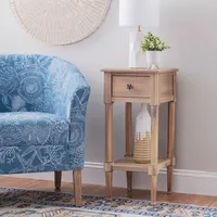 Natural Wood Coastal Compact Accent Table