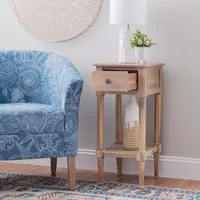 Natural Wood Coastal Compact Accent Table