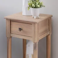 Natural Wood Coastal Compact Accent Table