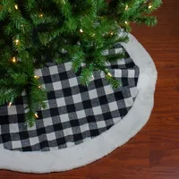 Black and White Buffalo Check Sherpa Tree Skirt