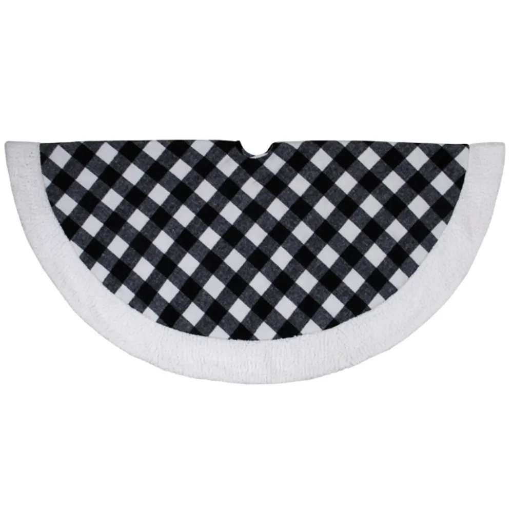 Black and White Buffalo Check Sherpa Tree Skirt