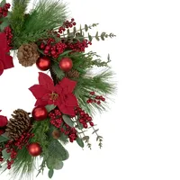 Poinsettia and Red Berry Wreath