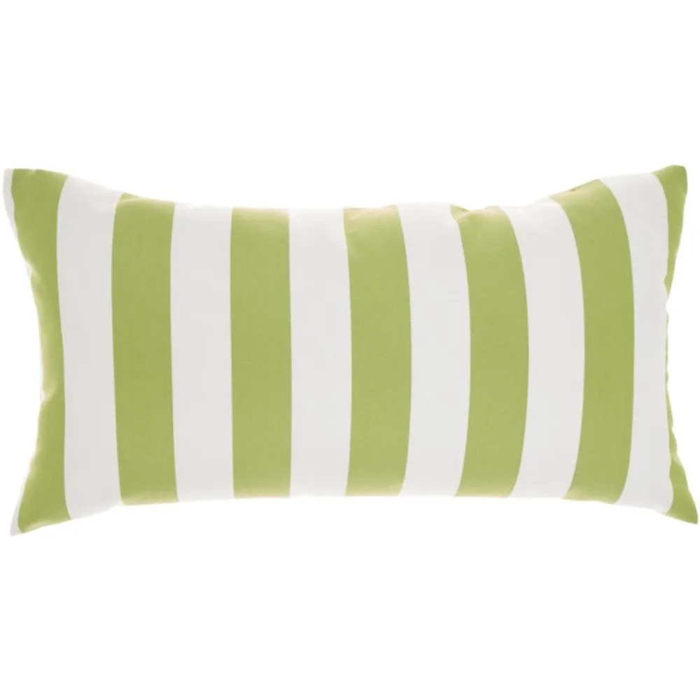 Lime Stripes Reversible Lumbar Outdoor Pillow