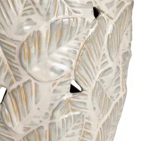 Cream Silver Ceramic Leaf Cutout Table Lamp