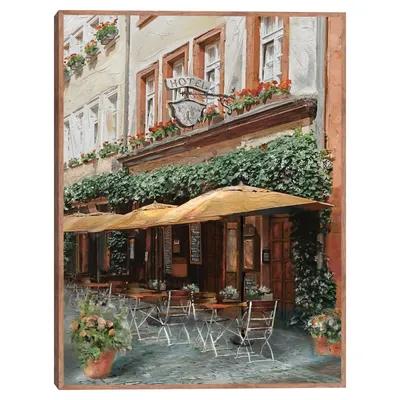Le Petit Café Framed Canvas Art Print