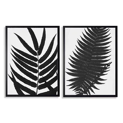 Black and White Leaves 2-pc. Framed Art Print Set