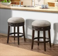 Brown Wood Backless Swivel 2-pc. Counter Stool Set