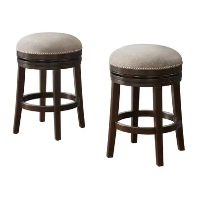 Brown Wood Backless Swivel 2-pc. Counter Stool Set