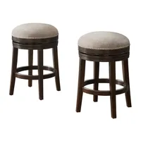 Brown Wood Backless Swivel 2-pc. Counter Stool Set