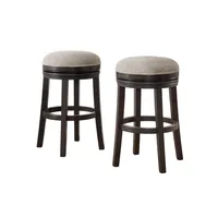 Brown Wood Backless Swivel 2-pc. Bar Stool Set