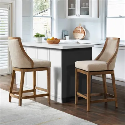 Sandy Beige Swivel 2-pc. Square Counter Stool Set