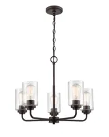 Bronze Seeded Glass 5-Light Chandelier