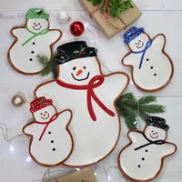 Assorted Snowman Christmas Plates, Set of 4