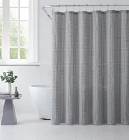 Gray Waffle Cotton Blend Shower Curtain