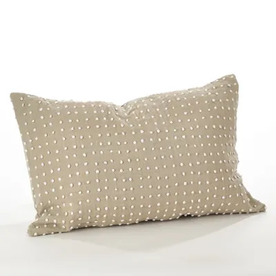 Beige French Knotted Lumbar Throw Pillow