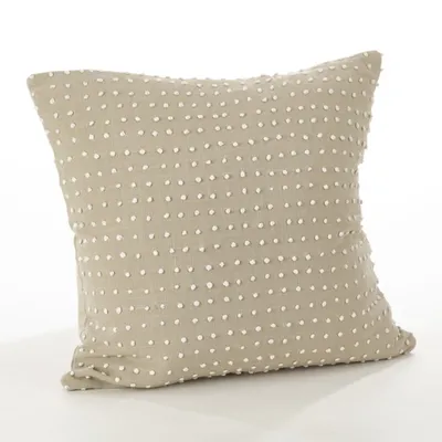 Beige French Knotted Square Throw Pillow