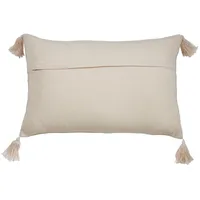Beige Frayed Tassel Lumbar Pillow