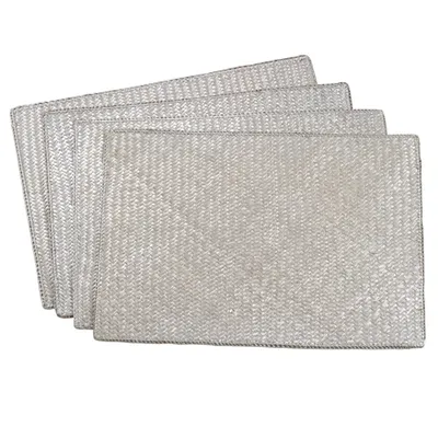 Silver Woven Water Hyacinth Placemats, Set of 4
