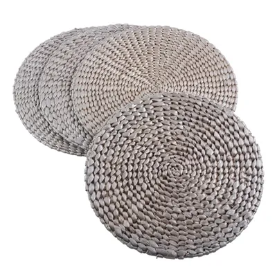 Silver Round Woven Rattan Placemats, Set of 4
