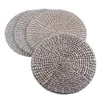 Silver Round Woven Rattan Placemats, Set of 4