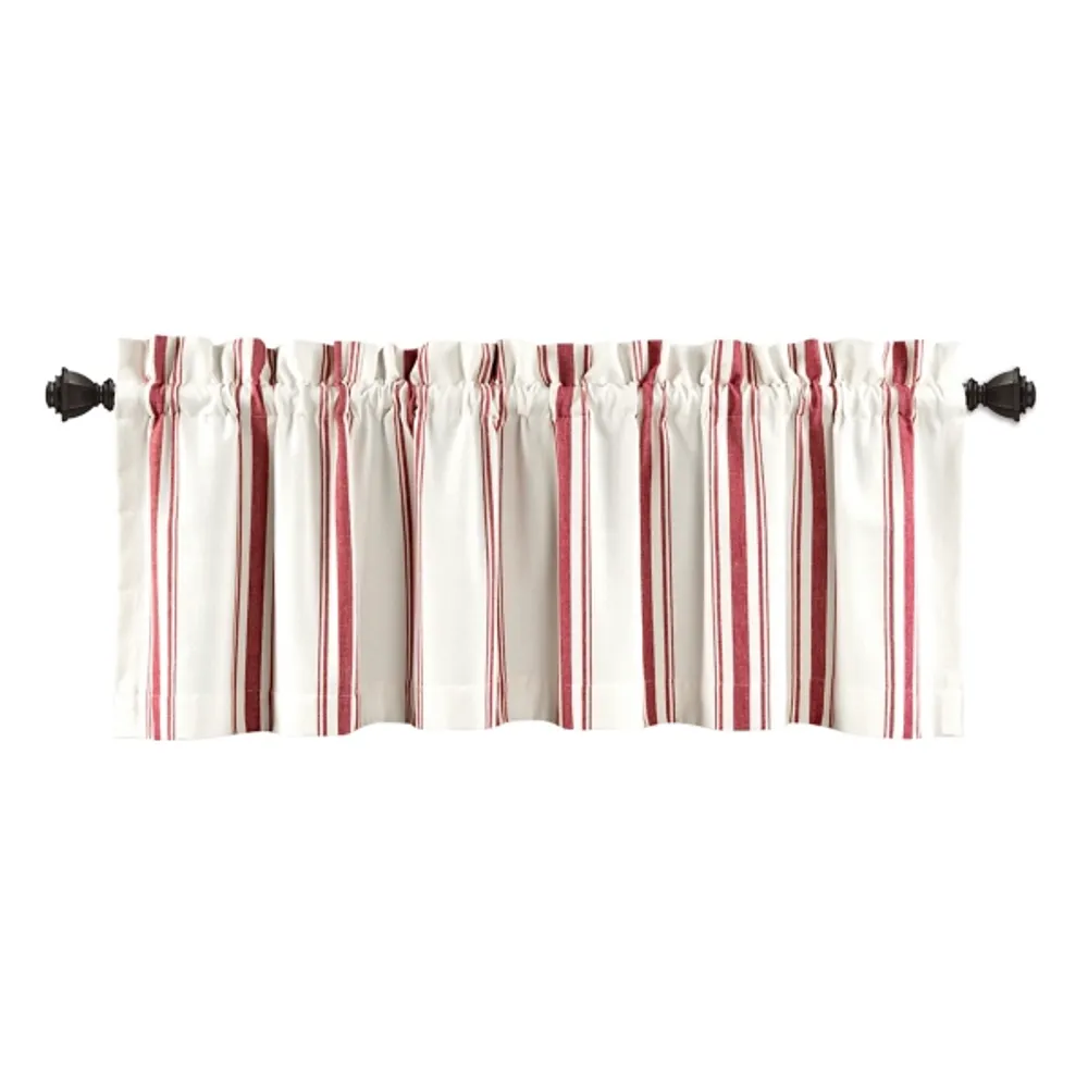 Red and White Farmhouse Stripe Valance