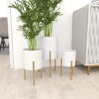 Daisy White Modern Iron Planters, Set of 3