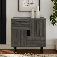 Gray Wood 4-Door Modern Cabinet
