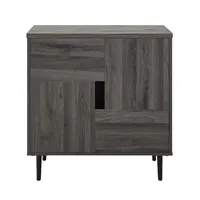 Gray Wood 4-Door Modern Cabinet