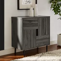 Gray Wood 4-Door Modern Cabinet