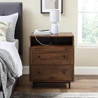 Warm Brown Curved Top Nightstand Table