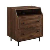 Warm Brown Curved Top Nightstand Table