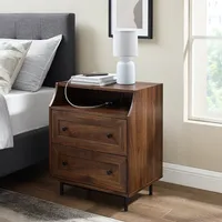 Warm Brown Curved Top Nightstand Table